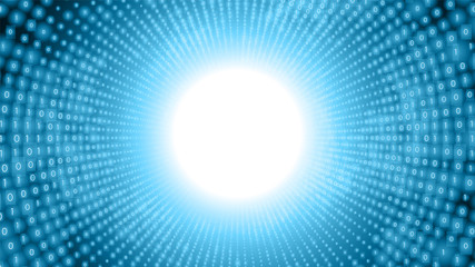 Obraz premium Binary big data stream visualization. Blue tunnel flow of data as numbers strings. Information code representation. Cryptographic analysis. Bitcoin, blockchain transfer. Stream of encoded data.