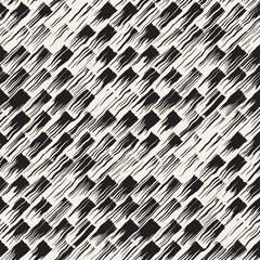 Vector seamless pattern with brush stripes and strokes. Black and white background with ink elements. Hand painted grunge texture.