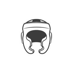 vector flat boxing helmet black and white colored monochrome sport equipment logo icon. isolated illustration on a white background.