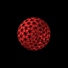 Abstract polygonal broken sphere.Isolated on black background.Vector illustration.