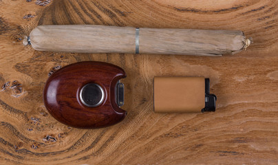 cigar on a wooden table