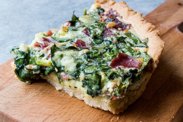 Quiche with Spinach, Chard, Pastrami and Cheese