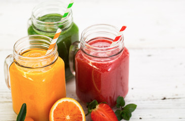 Healthy fruit and vegetable smoothies