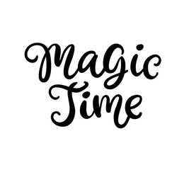 Magic Time. Christmas ink hand lettering phrase