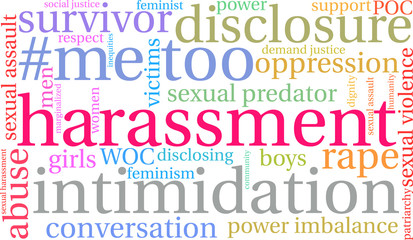 Harassment Word Cloud on a white background. 