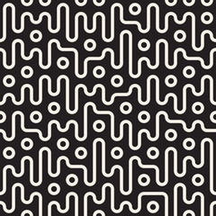 Vector seamless pattern with geometric spots. Monochrome random line streaks. Contrast repeating background design