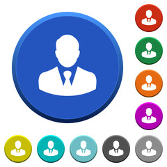 Businessman avatar beveled buttons