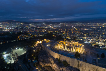 Aerial view of Parthenon and Acropolis in Athens,Greece