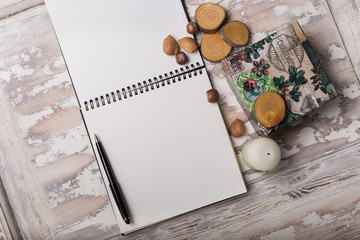 Empty notebook paper with holiday decotations