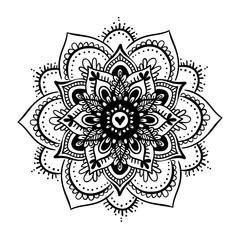 Round mandala on white isolated background. Floral mandala pattern. Yoga hipster template.