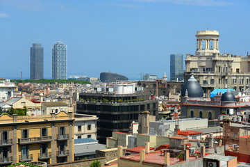 Edifici de Sindicats was built during 1925 with Neoclassical style at No.16 Via Laietana in the Old City Ciutat Vella of Barcelona, Catalonia, Spain.