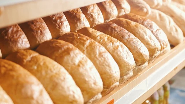 Many loaves of bread on a tray