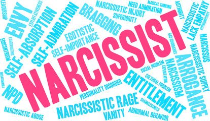 Narcissist Word Cloud on a white background. 