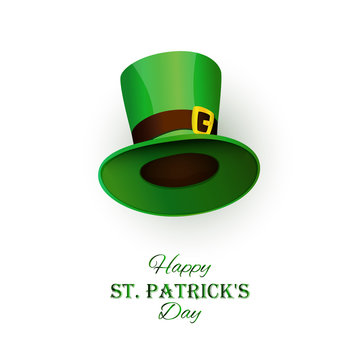St. Patrick's Day. Traditional leprechaun hat and congratulation text. Vector