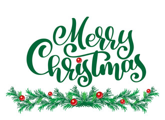 texts Merry Christmas hand written calligraphy lettering. handmade vector illustration. Fun brush ink typography for photo overlays, t-shirt print, flyer, poster design