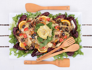 Cold couscous dish with vegetables and vegetables