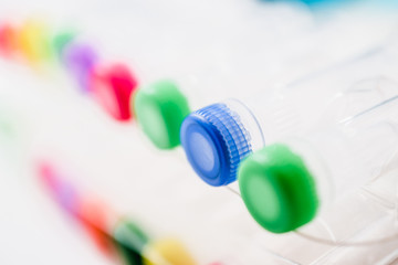 Chemical tubes with colorful caps. Medical laboratory research. drug discovery, pharmacology and...
