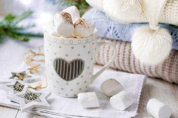 Fototapeta na wymiar Cup with marshmallow