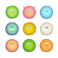 Set of funny colorful monsters, emoticons isolated on white background. Vector illustration. - 183662894