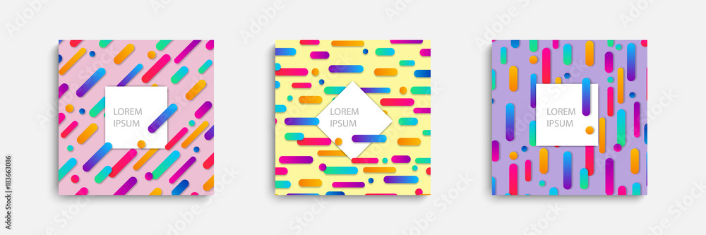 Aufkleber vector templates. covers with geometric pattern with gradients composition. eps10.