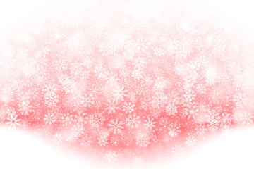 Merry Christmas Falling Snow Effect with Realistic Vector Snowflakes Overlay on Light Muted Red Background. Xmas, Happy New Year, Noel, Yule Winter Season Holidays Abstract Art Illustration