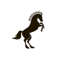 monochrome icon of horse silhouette on white background