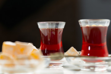 Traditional turkish tea close up