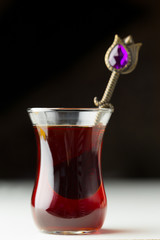 Traditional turkish tea close up