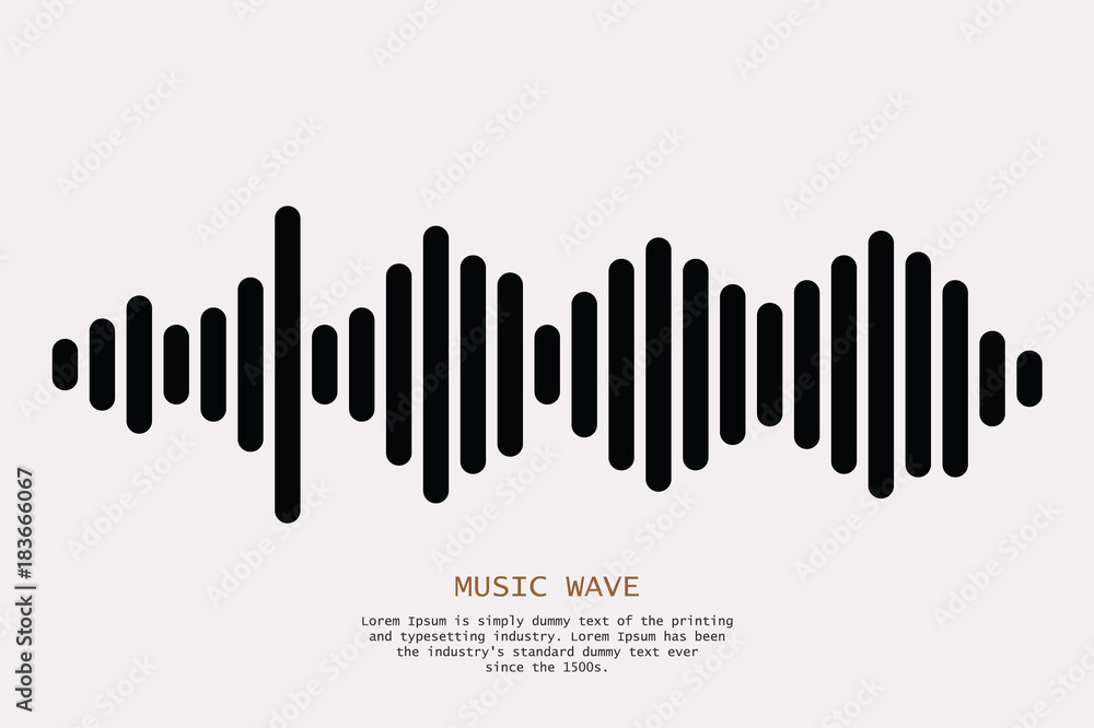 Poster black sound wave. isolated design symbol. pulse music player. isolated audio logo. vector equalizer 
