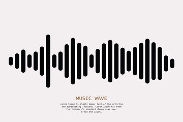 Black sound wave. Isolated design symbol. Pulse music player. Isolated audio logo. Vector equalizer element.