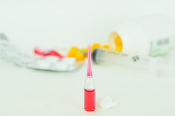 Different medicines close up