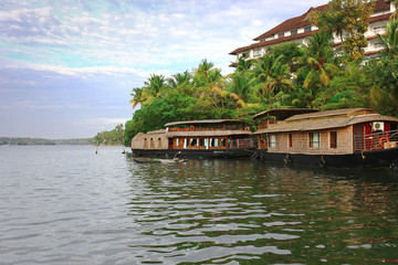 Fototapeta na wymiar House boats on the backwaters of Kerala 