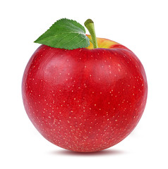 Fresh red apple isolated on white background with clipping path