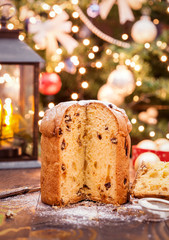 Homemade Panettone Christmas Cake  - obrazy, fototapety, plakaty