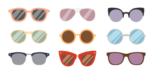 Fashion sunglasses accessory sun glasses spectacles plastic frame goggles modern eyeglasses vector illustration.