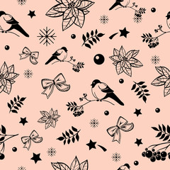 Christmas and new year seamless background pattern. Winter holidays theme.