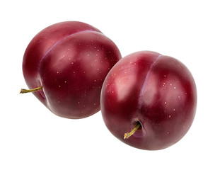 Fresh plums isolated on white background  with clipping path