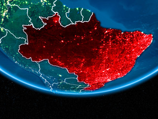 Brazil on planet Earth from space at night