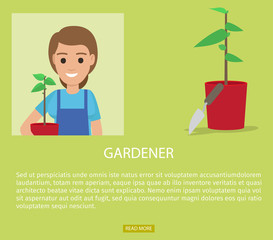 Gardener Advertisement Web Page Vector Banner