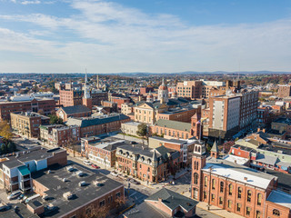 Obraz premium Aerial of Downtown York, Pennsylvania next to the Historic District in Royal Square