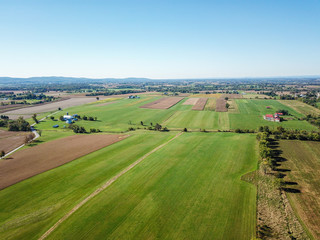 Fototapeta na wymiar Aerial of Farmland in Dover, Pennsylvania just south of Harrisburg during Fall