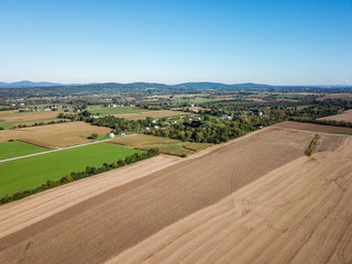 Fototapeta na wymiar Aerial of Farmland in Dover, Pennsylvania just south of Harrisburg during Fall