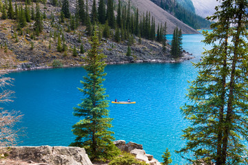 Canoeing on moraine lake, Canada