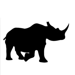 black and white vector silhouette of a rhino