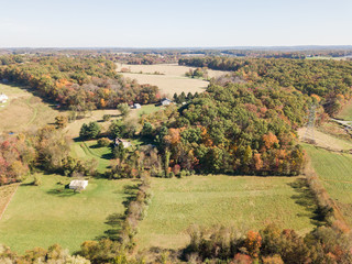 Fototapeta premium Aerials of Country Farm Land in White Hall, Maryland