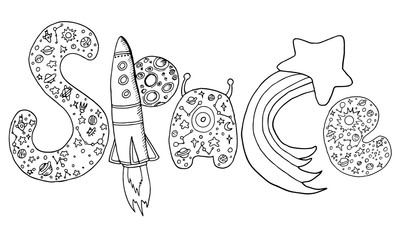  vector hand drawing letters with a pattern of space