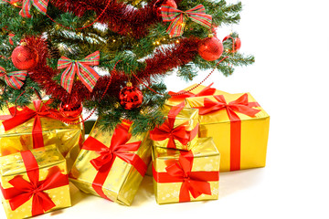 Fototapeta na wymiar Luxury gifts under Christmas tree
