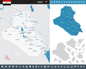 Obraz premium Iraq - infographic map - Detailed Vector Illustration