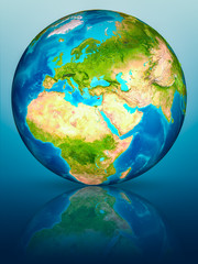 Cyprus on Earth on reflective surface
