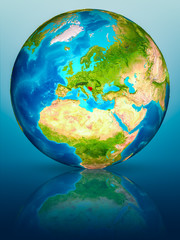 Bosnia and Herzegovina on Earth on reflective surface